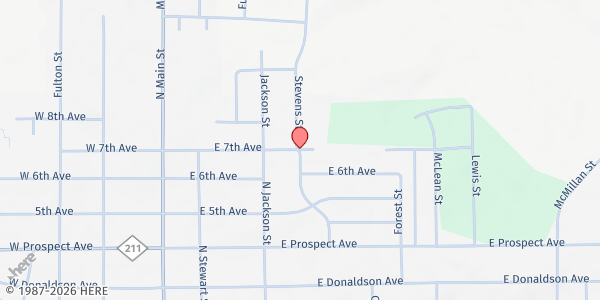 Map showing Mt. Sinia Holy Church at 409 E. 7th Ave., Raeford, NC