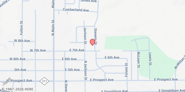 Map showing Mt. Sinia Holy Church at 409 East 7th Avenue, Raeford, NC