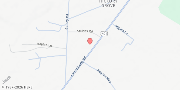 Map showing Shady Grove Missionary Baptist Church at 7348 Laurinburg Road, Raeford, NC