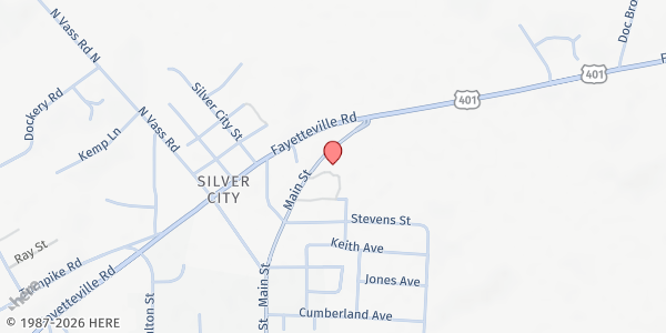 Map showing Solid Rock UPC (Loaves & Fishes) at 1430 N. Main ST., Raeford, NC