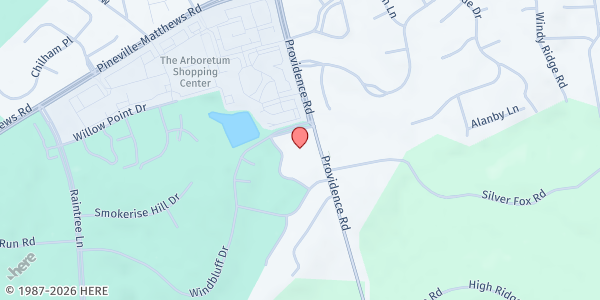 Map showing Messiah Lutheran Church at 8300 Providence Road, Raintree, NC