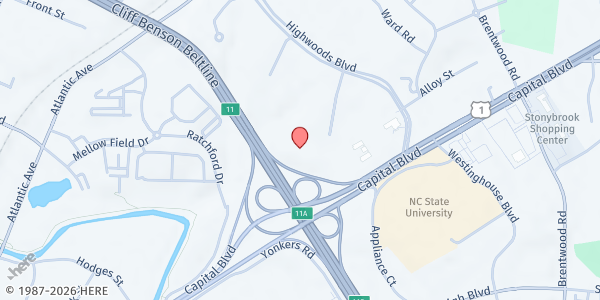 Map showing Alliance of AIDS Services - Carolina at 3109 Poplarwood Ct, Suite 200, Raleigh, NC