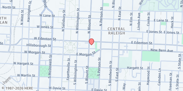 Map showing Alliance of AIDS Services Carolina - Marketplace Pantry at 4 North Blount St, Raleigh, NC