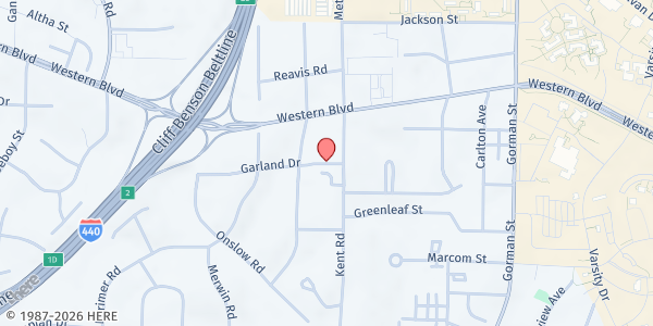 Map showing Capital City Christian Church at 308-A Sherwee Dr., Raleigh, NC