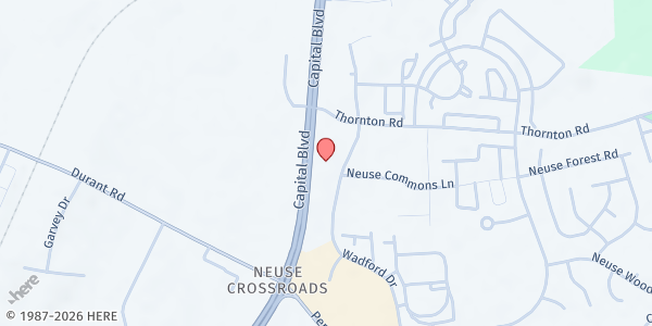 Map showing Celebration Church at 8700 Capital Blvd., Raleigh, NC