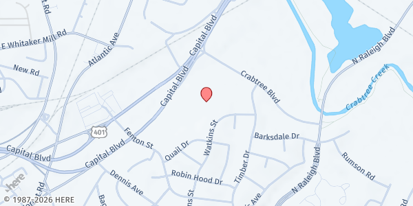 Map showing Food Bank of Central & Eastern NC at 1924 Capital Blvd., Raleigh, NC