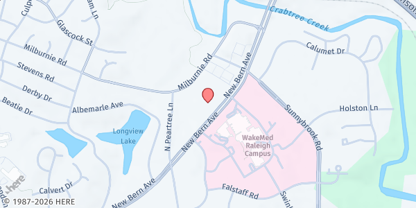 Map showing Health First Community at 2949 New Bern Ave., Raleigh, NC