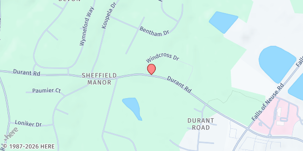 Map showing Mission Raleigh of Mt. Vernon at 11610 Durant Rd., Raleigh, NC