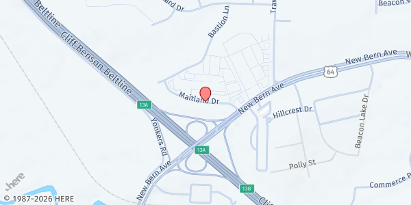 Map showing New Freedom Christian at 3540 Maitland Dr., Raleigh, NC