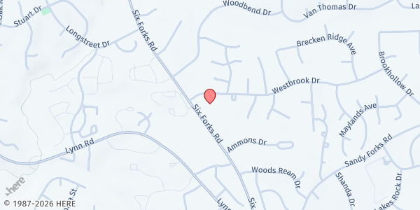Map showing North Haven Ministries Inc - Food Pantry at 6620 Six Forks Rd., Raleigh, NC