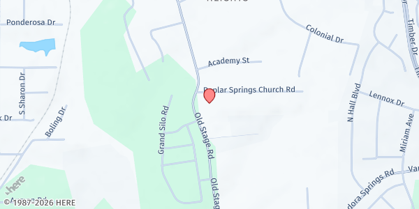 Map showing Poplar Springs Christian at 6115 Old Stage Road, Raleigh, NC