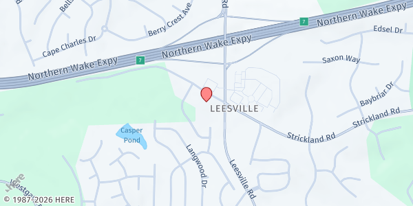 Map showing The Point Care Center at 13301 Leesville Church Rd, Raleigh, NC