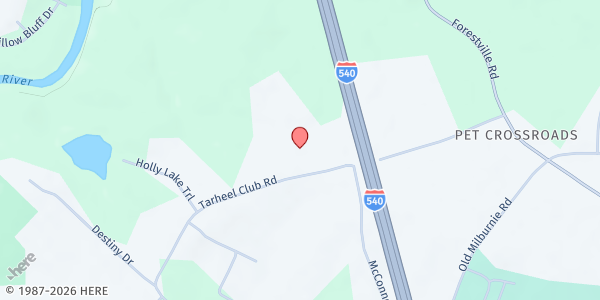 Map showing Wake Chapel Church at 3805 Tarheel Club Rd., Raleigh, NC