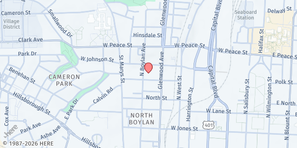 Map showing Wake Relief at 616 Tucker St., Raleigh, NC