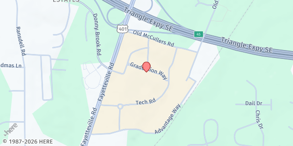 Map showing Wake Technical Institute Foundation Inc. - Food Pantry at 9101 Fayeteville Rd., Raleigh, NC