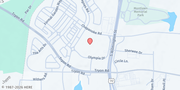 Map showing With Love From Jesus Ministry at 421 Chapanoke Rd., Raleigh, NC