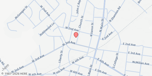 Map showing THE RESTORATION HOUSE OF LOVE (TRANSITIONAL) at 111 CHURCH STREET, Red Springs, NC