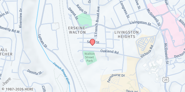 Map showing Tabernacle Missionary Baptist Church at 56 Walton Street, River Arts District, NC