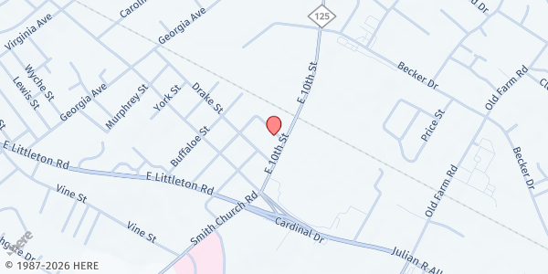 Map showing Greater Joy North at 1711 E. 10th St., Roanoke Rapids, NC