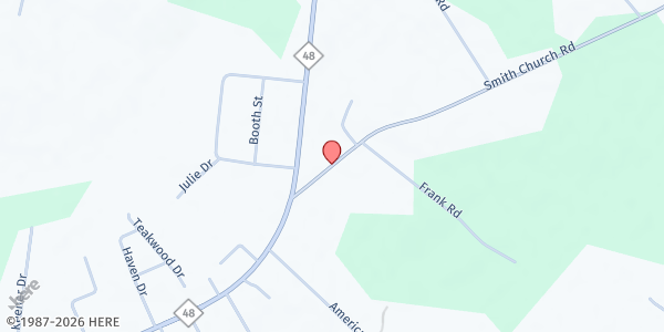 Map showing Roanoke Valley SDA Church at 1373 Smith Church Rd., Roanoke Rapids, NC