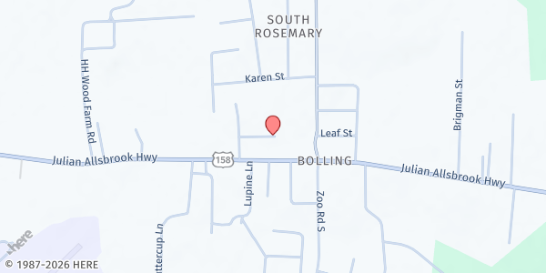 Map showing The Way of the Cross Outreach at 64 Craigmont Ave., Roanoke Rapids, NC