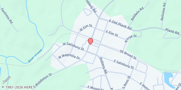 Map showing Robbins Area Christian Ministries at 120 S. Middleton St., Robbins, NC