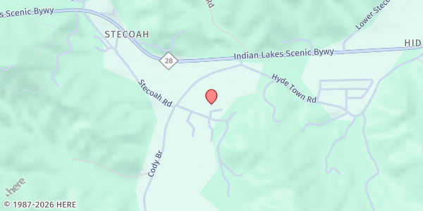 Map showing Stecoah Valley Cultural Arts Center at 121 School House Road, Robbinsville, NC