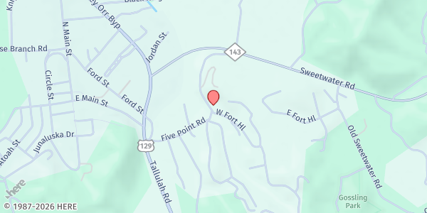 Map showing The Grace Place at 300 Five Point Rd., Robbinsville, NC