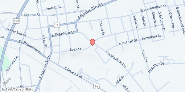 Map showing Sandhills Community Action - Rockingham at 602 Rockingham Rd., Rockingham, NC