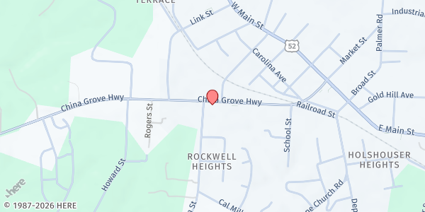 Map showing Freedom Christian Worship Center at 509 China Grove Highway, Rockwell, NC