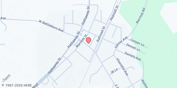 Map showing A Touch of the Father's Love Ministry and Food Pantry at 200 W. Battleboro Ave., Rocky Mount, NC