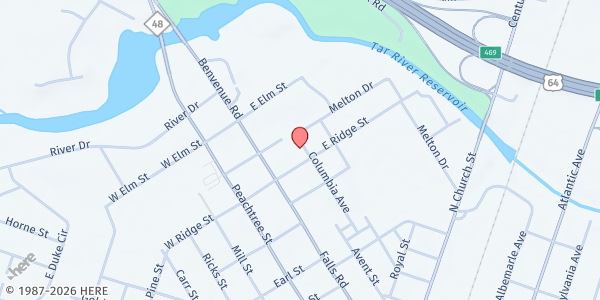 Map showing Church of God of Deliverance at 900 Columbia Ave., Rocky Mount, NC