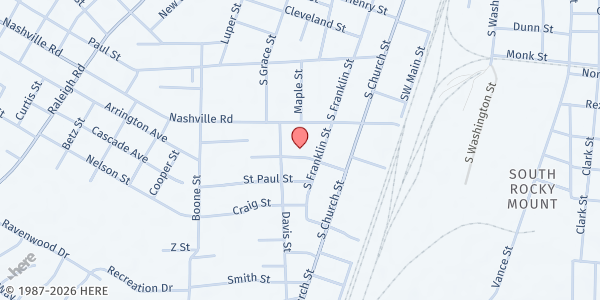 Map showing Greater Joy Missionary Baptist at 322 Anderson St., Rocky Mount, NC