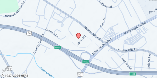 Map showing Nash County Mobile Market - Rocky Mount at 821 Word Plaza, Rocky Mount, NC