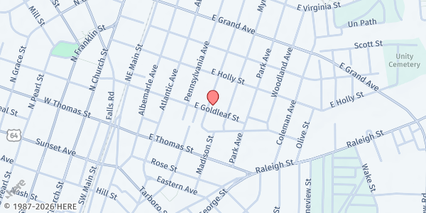 Map showing New Jerusalem Pentecostal at 305 Madison Street, Rocky Mount, NC