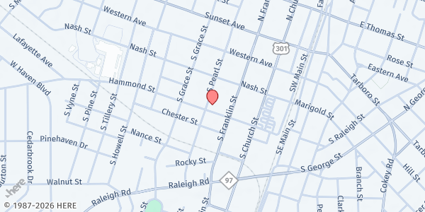 Map showing Our Lady of Perpetual Church at 328 Hammond St., Rocky Mount, NC