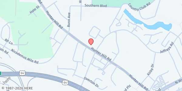 Map showing Rocky Mount Church of the Nazarene at 1530 Hunter Hill Rd., Rocky Mount, NC
