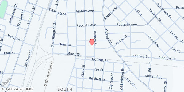 Map showing United Community Ministries @ Bassett Center at 916 Branch St., Rocky Mount, NC