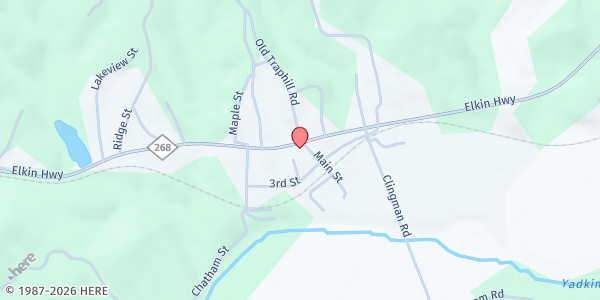 Map showing MBL- Antioch Baptist Church at 12164 Elkin Hwy #268, Ronda, NC