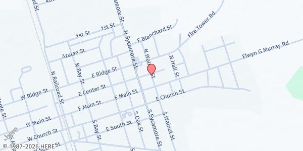 Map showing Rose Hill PFW Baptist Church at 114 N. Walnut St., Rose Hill, NC