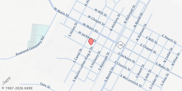 Map showing New Hope United Methodist Church at 210 S. MLK Jr. St., Rowland, NC