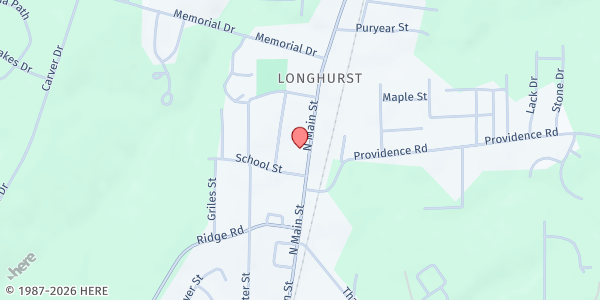 Map showing Roxboro COG at 1415 N. Main St., Roxboro, NC