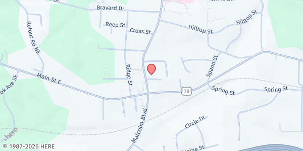 Map showing Crosslink Church at 400 Malcolm Blvd., Rutherford College, NC