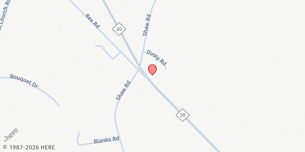 Map showing Word of Faith Outreach Ministries at 3618 NC Hwy. 20 W., Saint Pauls, NC