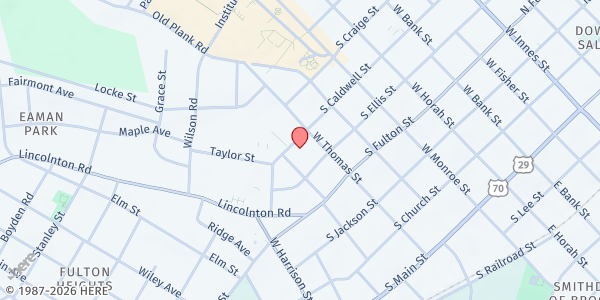 Map showing Gethsemane Food Outreach at 719 South Caldwell Street, Salisbury, NC