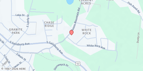 Map showing Grateful Heart Community Svc - Salisbury at 706 Dunns Mountain Rd, Salisbury, NC