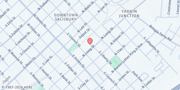 Map showing Rowan Helping Ministries at 226 North Long Street, Salisbury, NC