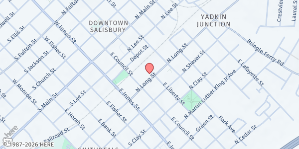 Map showing Rowan Helping Ministries at 226 N. Long St, Salisbury, NC