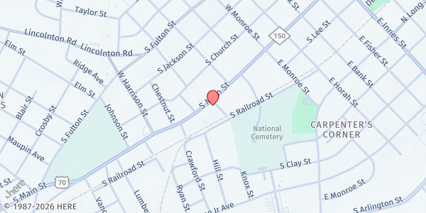 Map showing Stallings Memorial Baptist Church at 817 S. Main St, Salisbury, NC