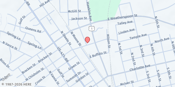 Map showing DBR Ministries Lighthouse at 109 E Chishom St, Sanford, NC